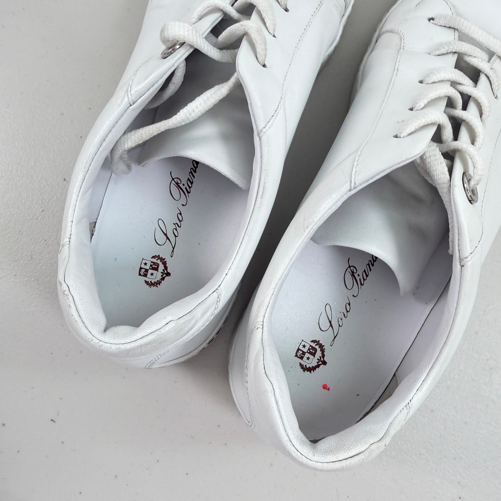 Loro Piana Nuages White Leather Lace Up Sneakers Women Size 40 9 - Picture 7 of 16